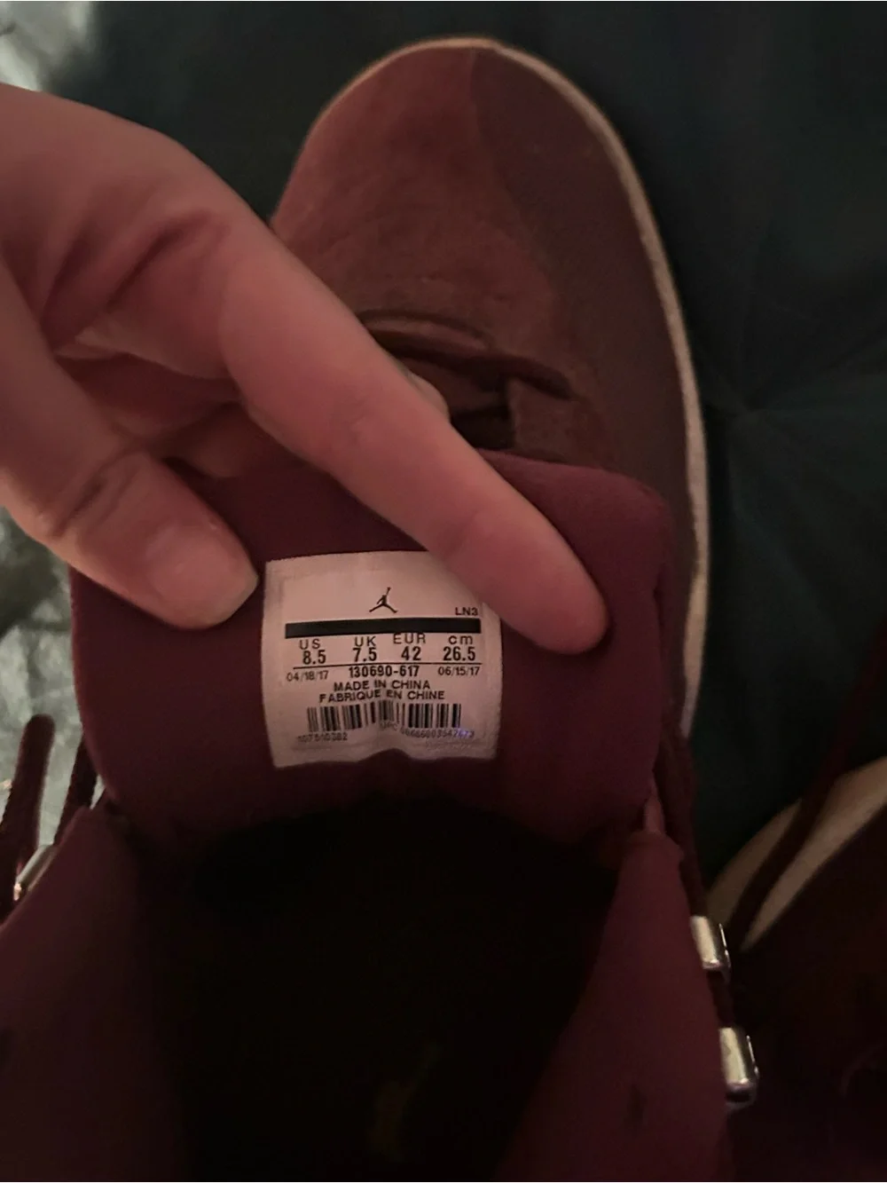 Jordan Men's Maroon Suede High-Top Sneakers